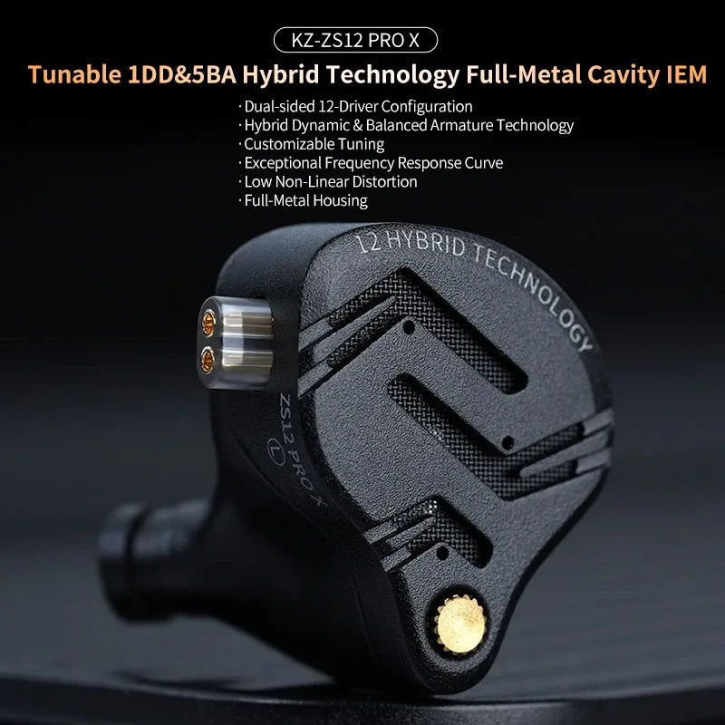 KZ ZS12 PRO X Metal Earphones Driver Hibrido, Audio Personalizables y Sonido Profecional